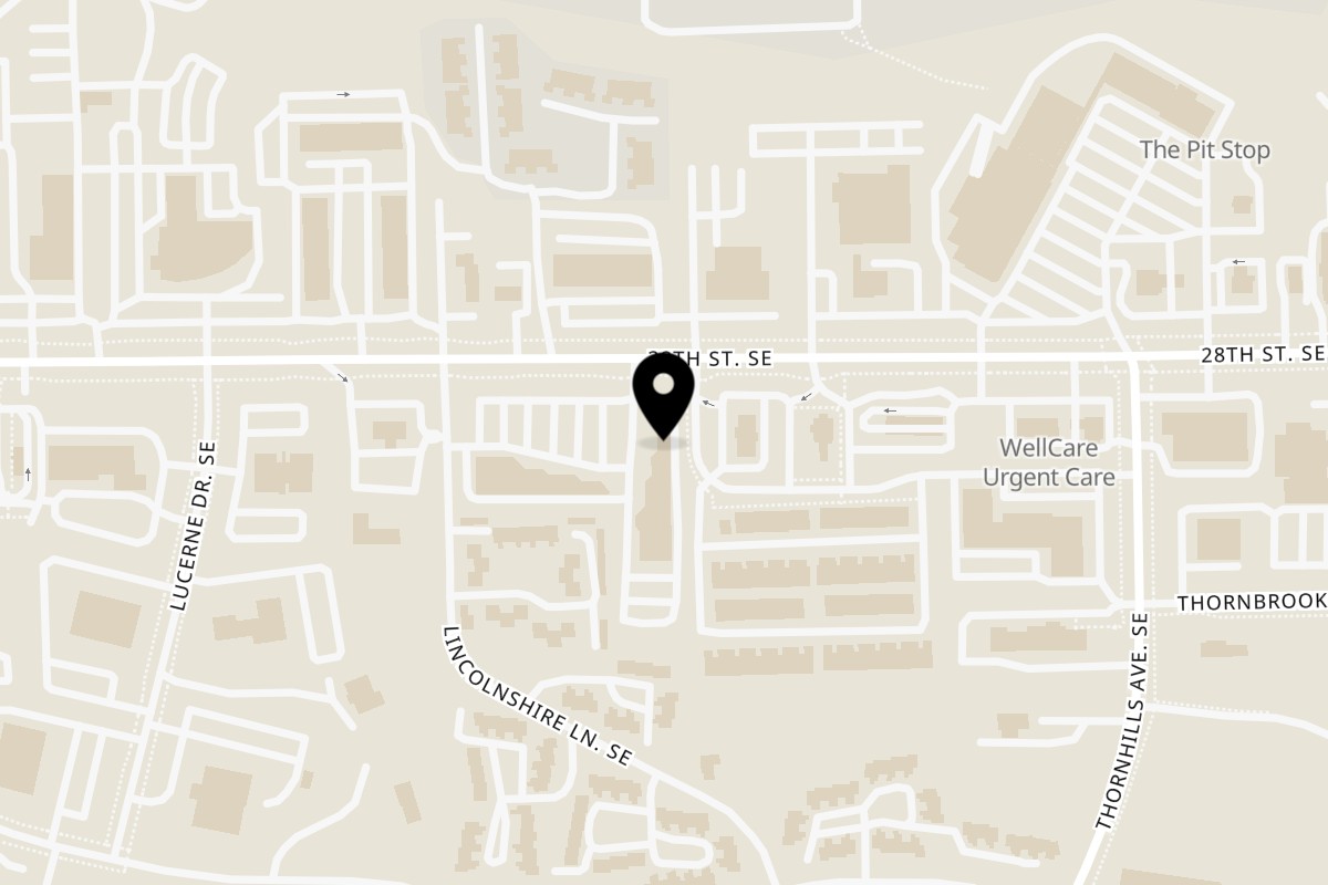 Map showing the location of Thornapple Brewing Company on 6262 28th St SE in Grand Rapids